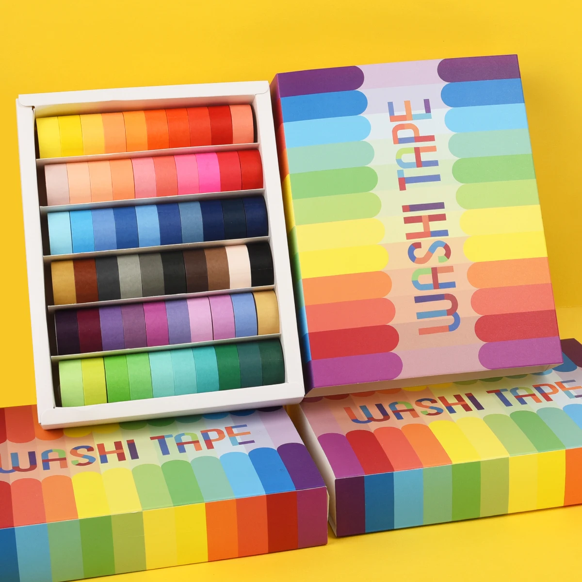 60 rolos de 0.6 polegadas de largura básico cor sólida washi fita arco-íris fita adesiva diário scrapbook fita adesiva decorativa adesivo