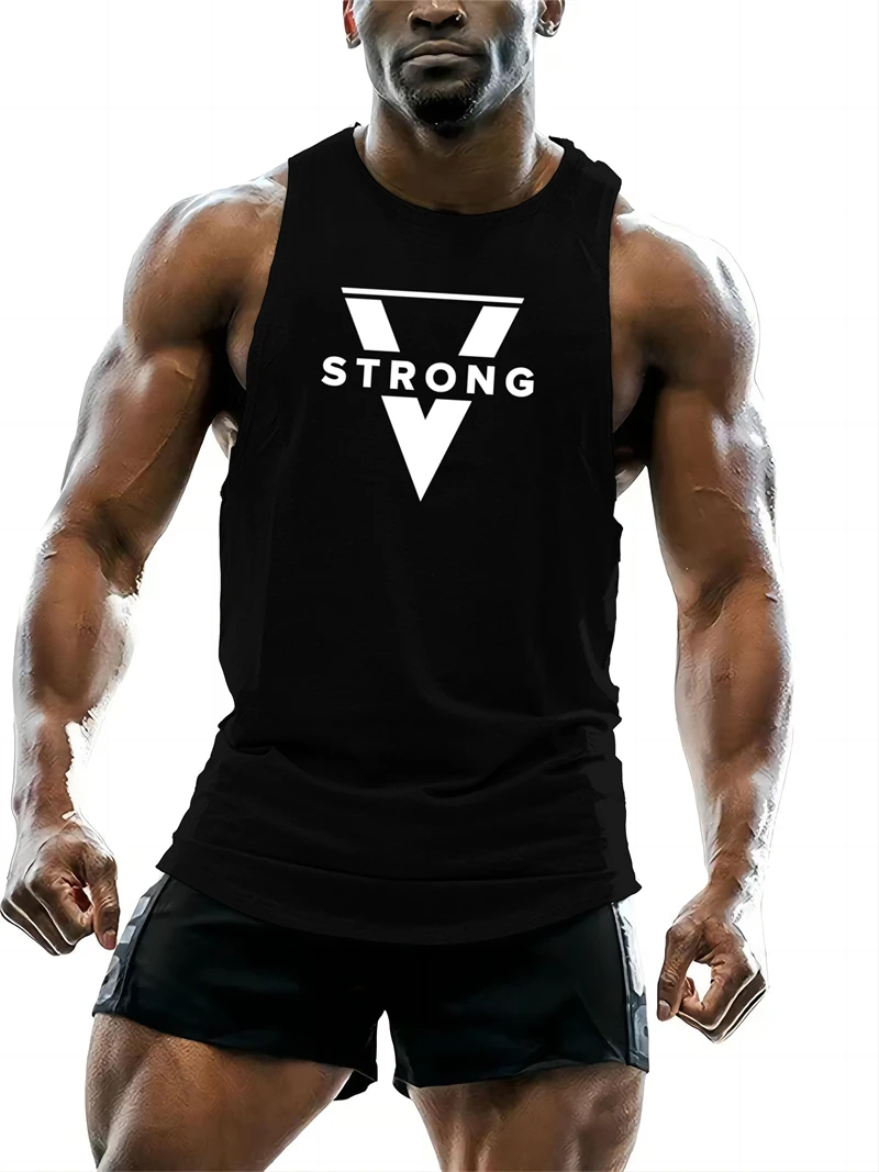 

Simple Geometric Triangle Pattern Men's Tank Tops Fashion Gym T-shirt Man Summer Comfortable Breathable Sports Tees Fitness Vest