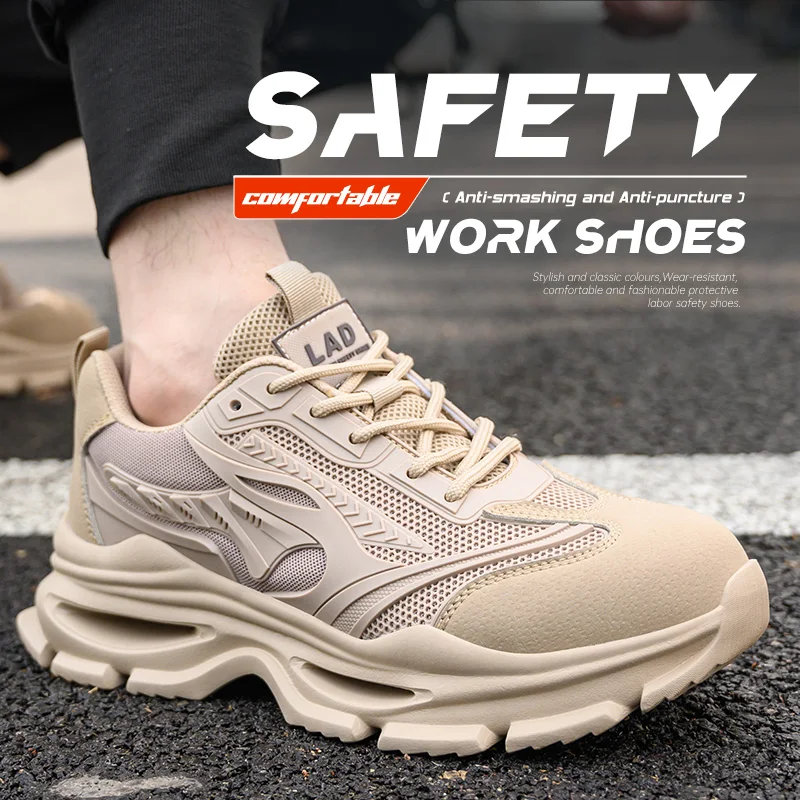 LEIANDUN Men's Work Shoes Are Lightweight, Soft Soled, Comfortable, All Season Anti Smashing And Protective Safety Shoes