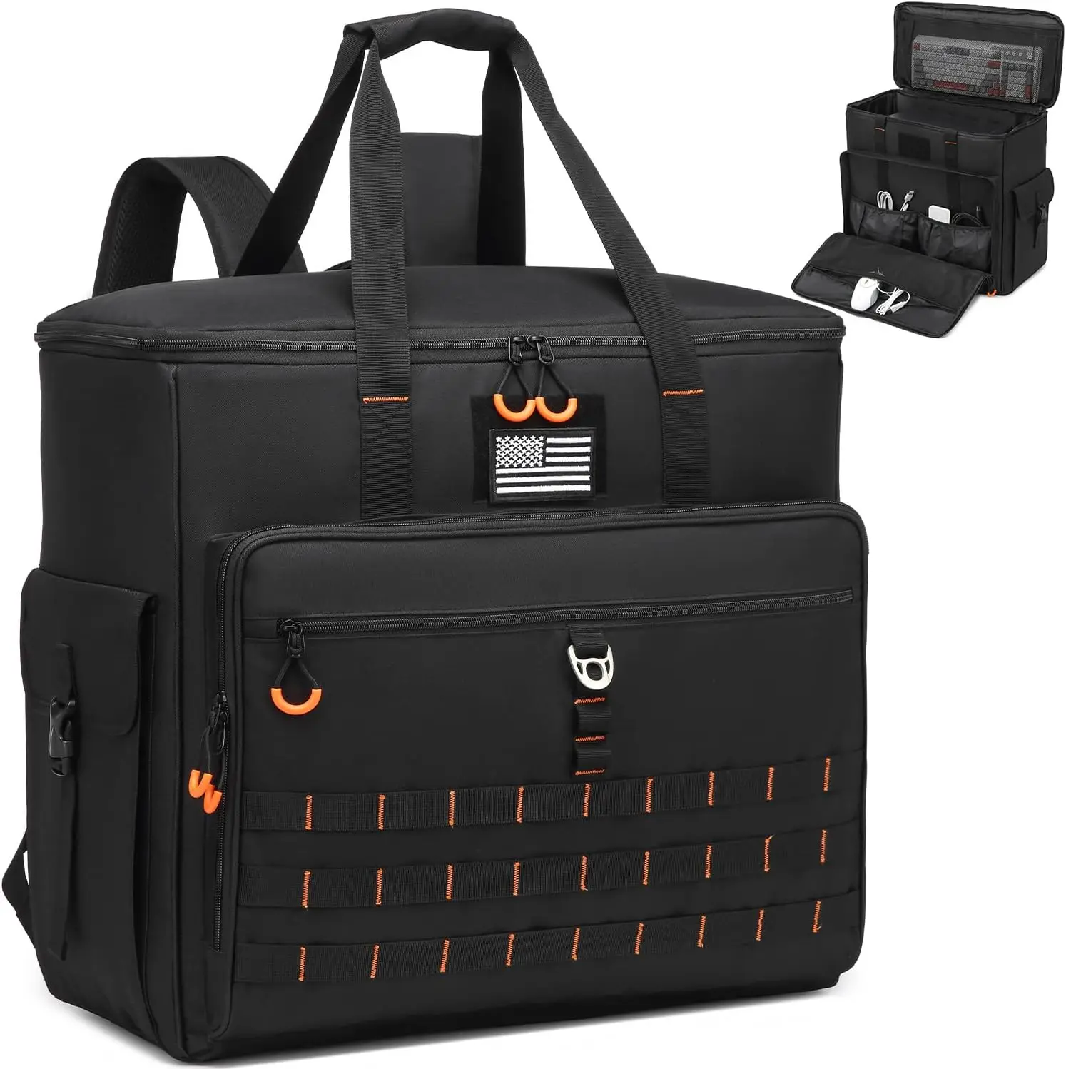 

Portable PC Travel Case for Full Tower ATX Computer, Padded Shoulder Straps, Holds Desktop CPU, Keyboard, Mouse, Black