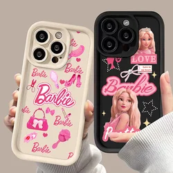 Luxury Pink Barbie Princess Soft Silicone Case for iPhone 14 15 Pro Max 13 12 11 X XS XR 7 8 Plus SE 2020 Shockproof Matte Cover