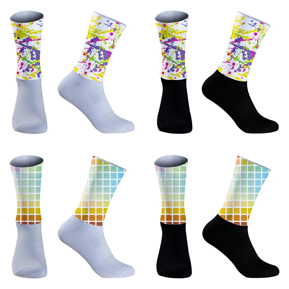 

Anti Slip Silicone Aero Socks Men Bicycle Sport Bike Socks 2024 New Summer Cycling Socks