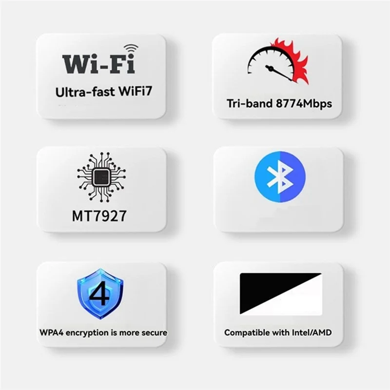 優れた MT7927 Wifi 7 PCI-E ワイヤレスアダプタ Bluetooth 5.4 トライバンド 2.4G/5G/6Ghz 8774M カード + 10Db アンテナデスクトップネットワーク Wifi Ch