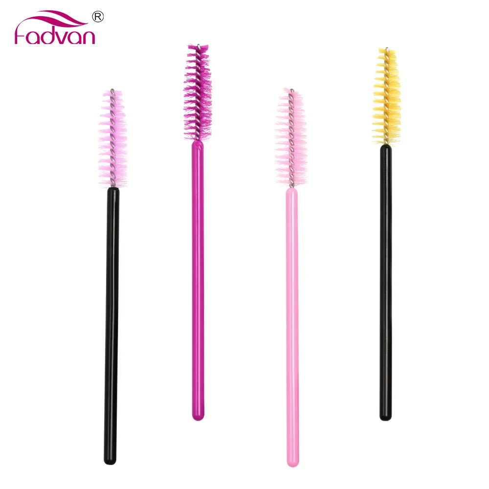 50 Pcs/Set Six Colors Disposable Mascara Wands Mini Lashes Brushes Mascara Applicator  Micro Spoolie Brushes for Eye Lash