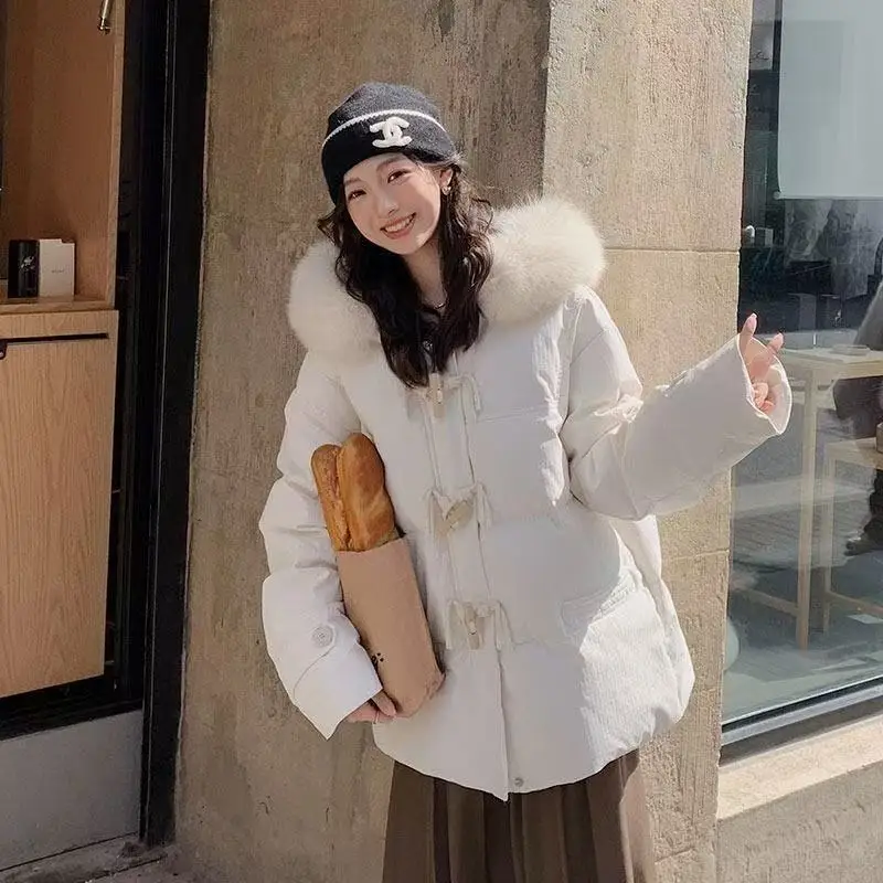 

2025 Winter Parkas Women Casual Hooded Thick Warm Padded Jacket Coats Female With Fur Collar Down Outwear Chaquetas Parkas Mujer