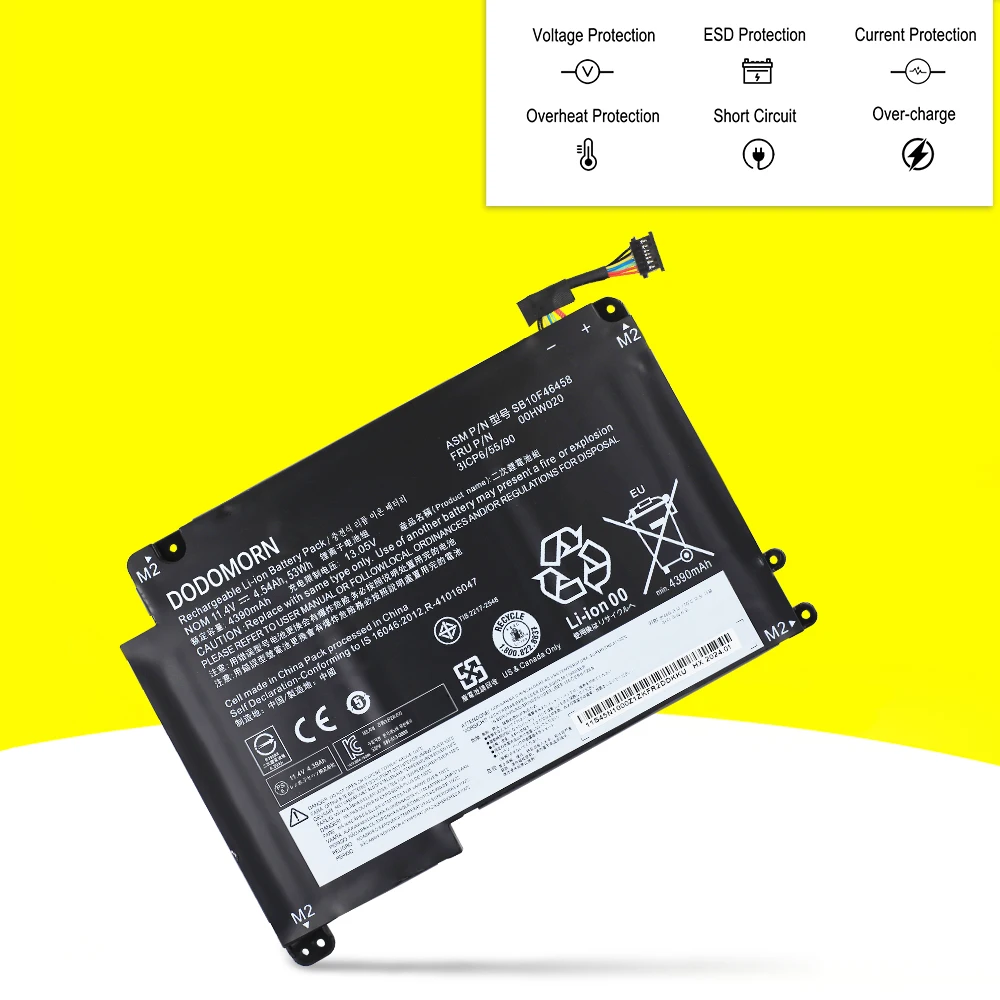 Imagem -03 - Lenovo-bateria do Portátil Thinkpad P40 Ioga Ioga 460 00hw020 00hw021 Sb10f46458 Sb10f46459 3icp6 55 90 114 v 53wh 4390mah