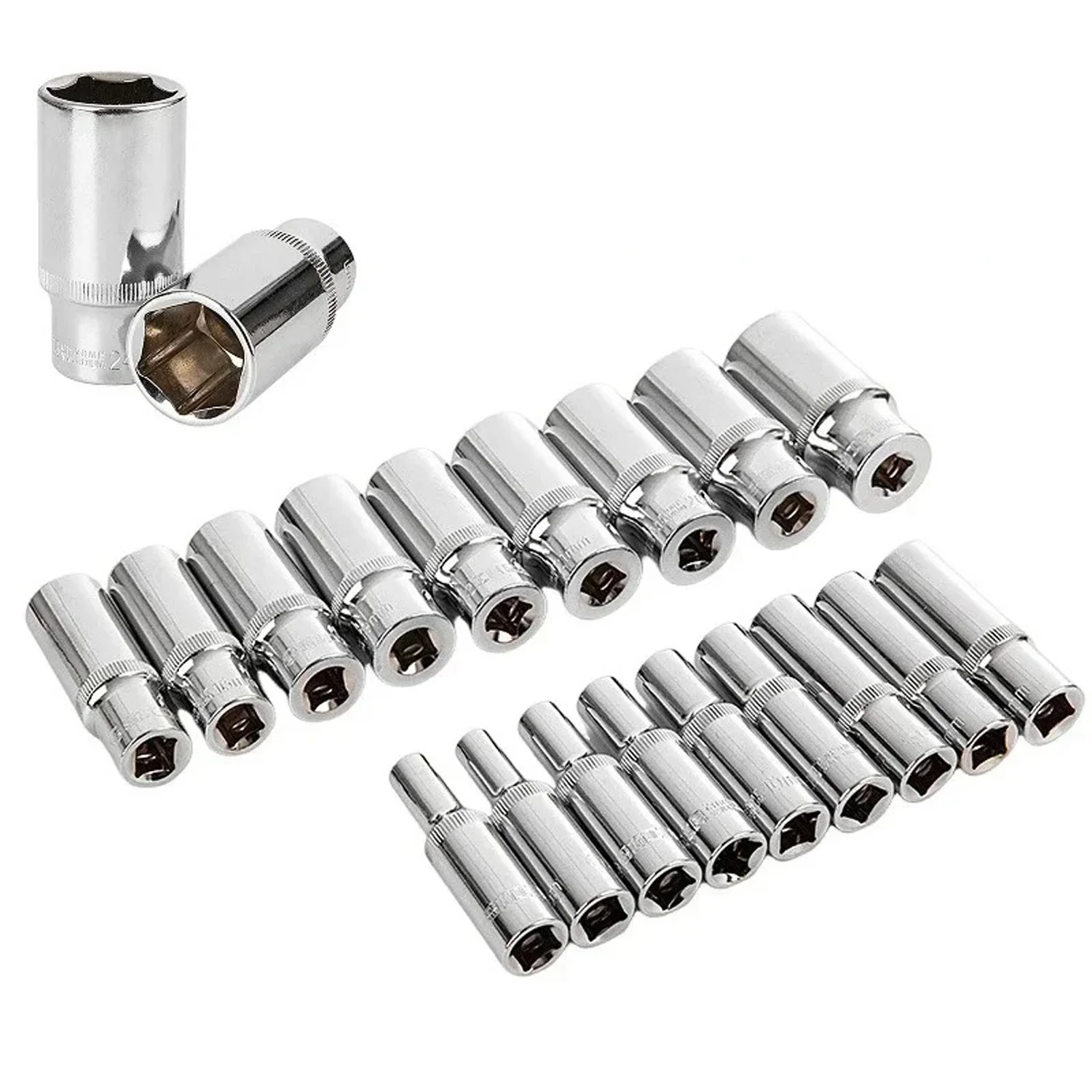 3/8inch Drive Deep Socket Set Hand Tools Long Socket Hex Repair Tool For Impact Drivers And Socket Wrenches Sockets