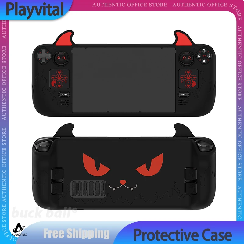 

Playvital Protective Case Handheld Protective Cover Cute Demon Steam Deck Lcd & Oled Sweatproof Storage Custom Bag Accessories