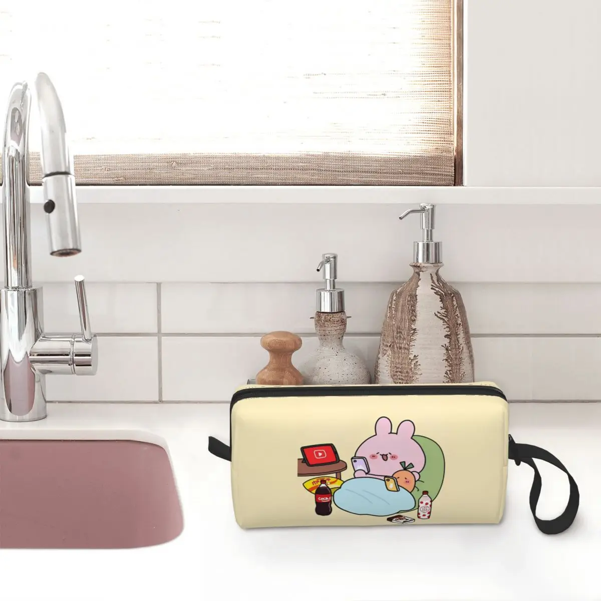 Asamimichaan Asleep Cartoon Cosmetic Bag Women Makeup Bags Cute Asamimi Water Resistant Toiletry Bag Organizer Storage Bag