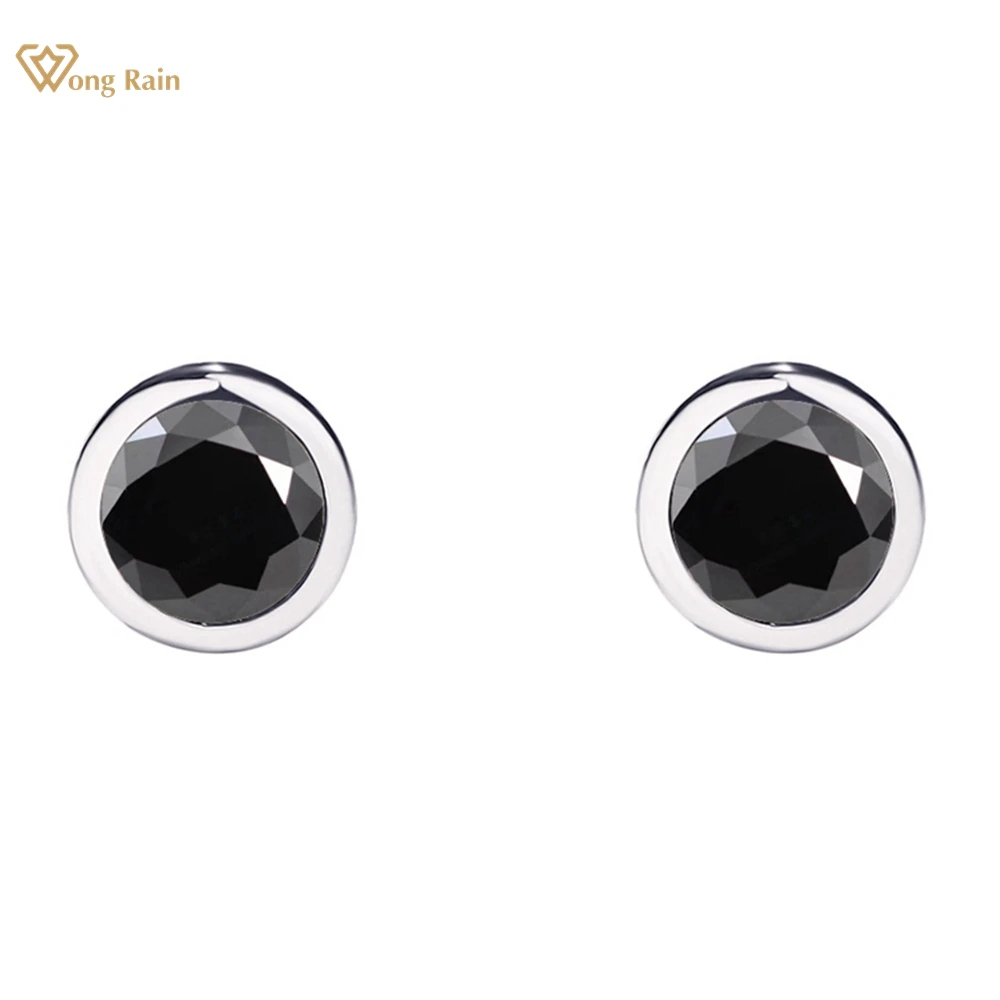 

Wong Rain 100% 925 Sterling Silver VVS1 3EX D Color Round Cut 5MM Real Moissanite Black Diamonds Ear Studs Earrings Fine Jewelry