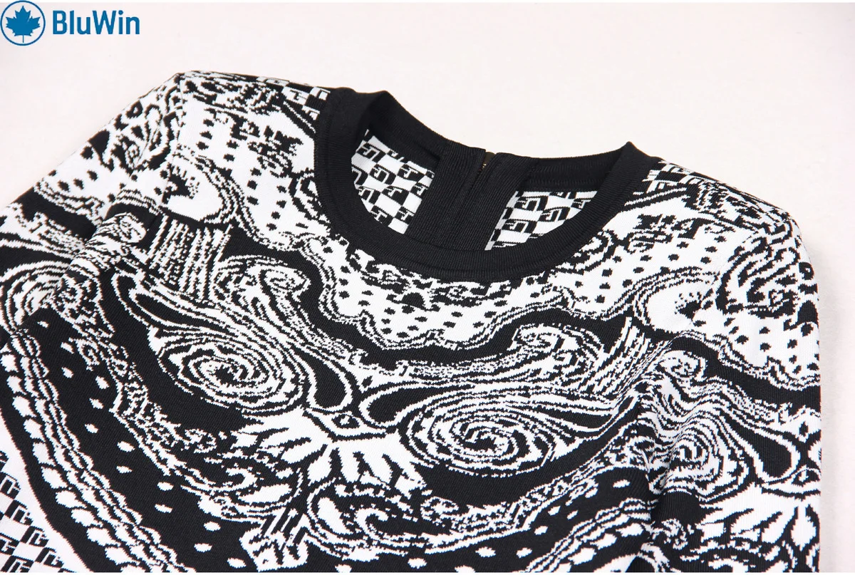 ชุดเดรสบอดี้คอนผ้าถักพรีเมียม BluWin สำหรับผู้หญิง แขนยาว คอกลม ทรงเข้ารูป เหมาะสำหรับใส่ไปทำงานหรือไปงานเลี้ยงอาหารค่ำ