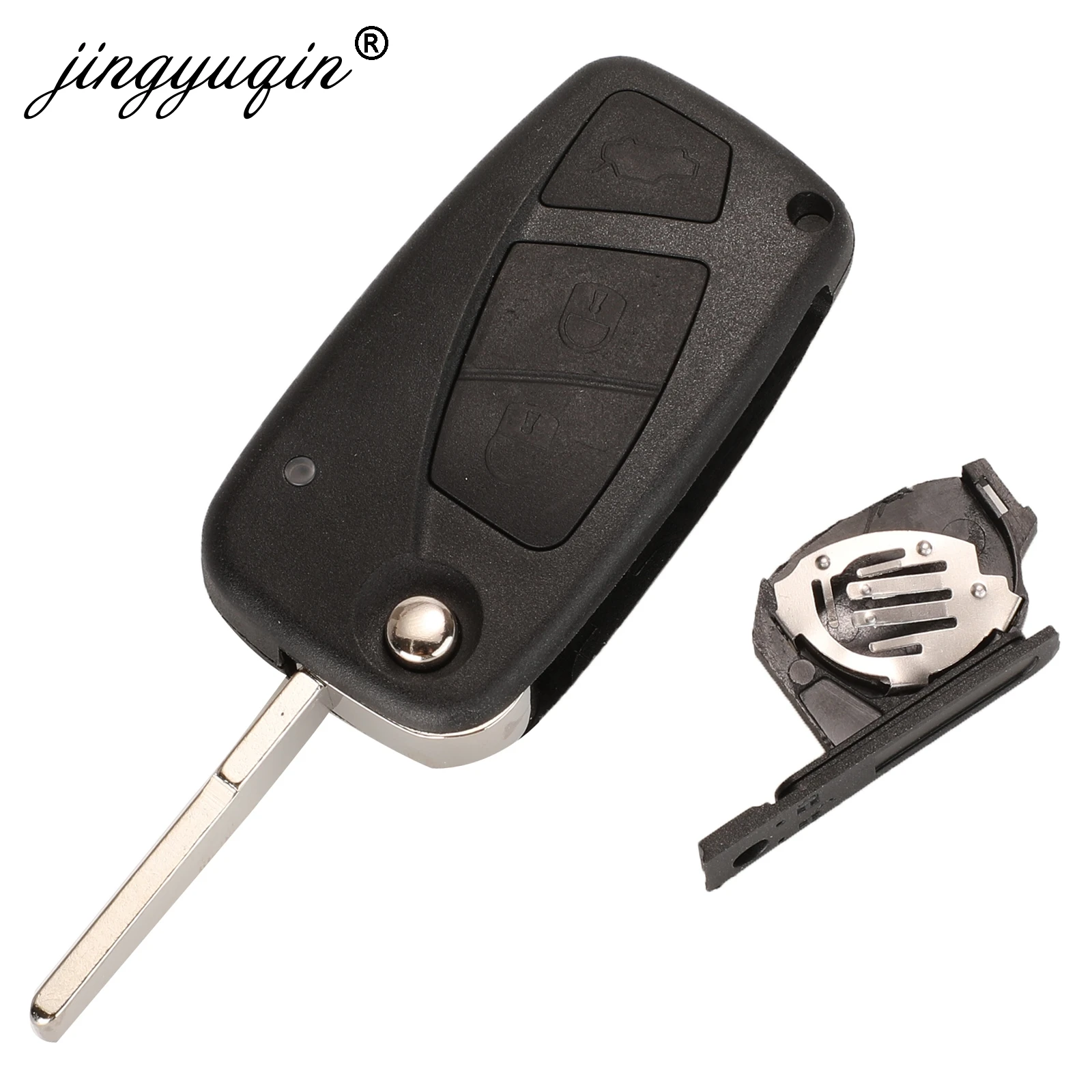 Jingyuqin 2/3 Buttons Flip Remote Key Shell Case For FIAT Punto Ducato Stilo Panda Iveco Lancia GT10/SIP22 lade Black/Blue