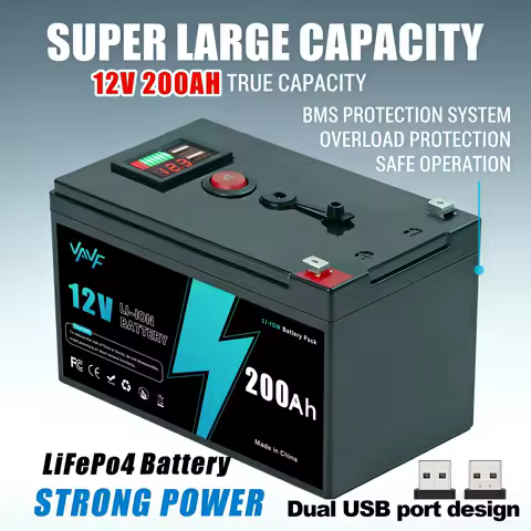 200AH 12v Rechargeable 🖨️Battery 📱Lithium Iron Phosphate Battery with BMS for Reliable RV, Off-Grid, Marine&amp;Solar Applications
