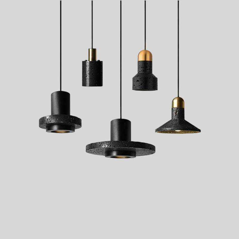 

Retro Industrial Wind Small Pendant Lamp Black Hole Stone LED Hanging Lamp Nordic Bar Restaurant Bedroom Creative Chandelier New