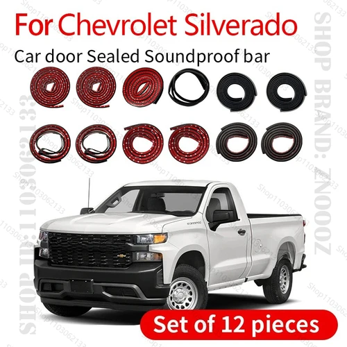 Para Chevrolet Silverado tira de sellado de puerta de coche Protector de sellado de doble capa de goma tira insonorizada tira de sellado a prueba de polvo 12 Uds