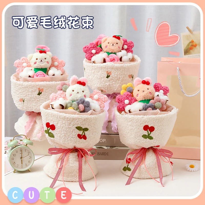 

Плюшевый букет цветов, букет чучел животных, декор вишни, готовый подарок, подарок на день Святого Валентина, подарок учителю на день рождения для нее, женщин и девочек