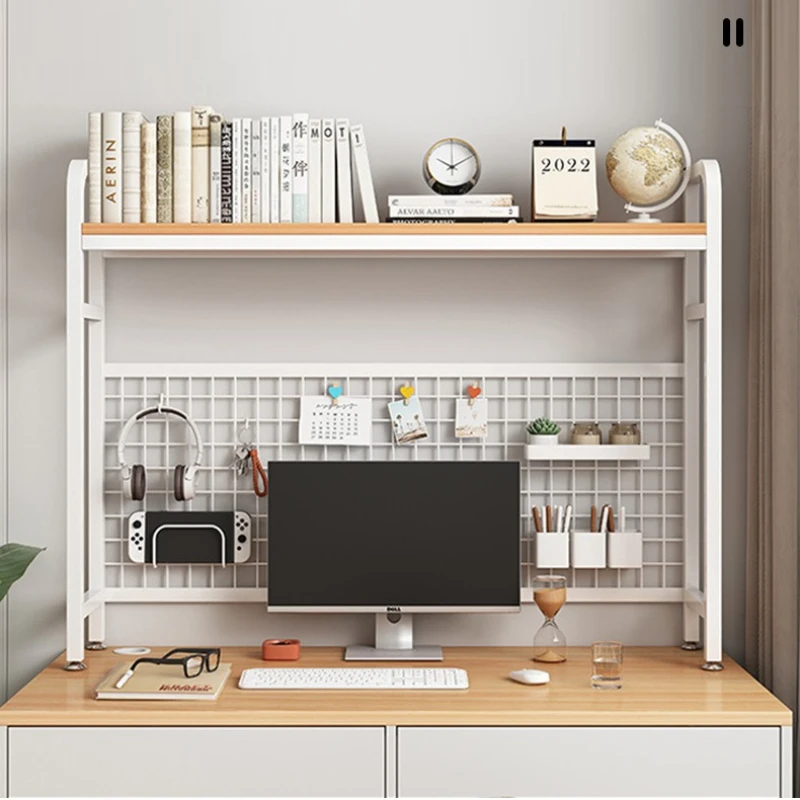 

Grid Bookshelf Desktop Storage Rack Multi Layer Iron Organizer for Dorm Desk Student Room Computer Table Perforated Board