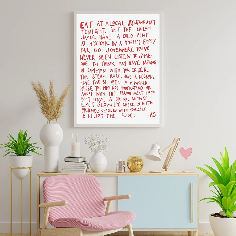 Stylistic Modern Print Nordic Quotes Poster Enjoy The Ride Canvas Painting Nordic Living Room Home Decoration Murals