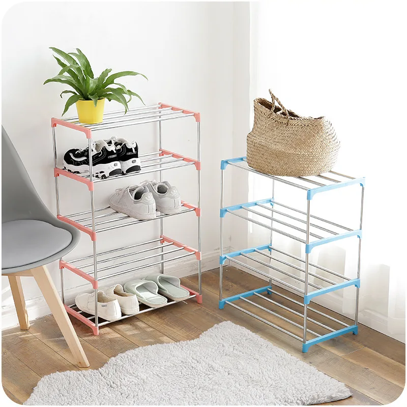 

4/3 Layers Simple Shoe Hanger Multi-layer Stainless Steel Door Shoes Organizer Home Easy Assemble Storage Shoe Rack Cabinet