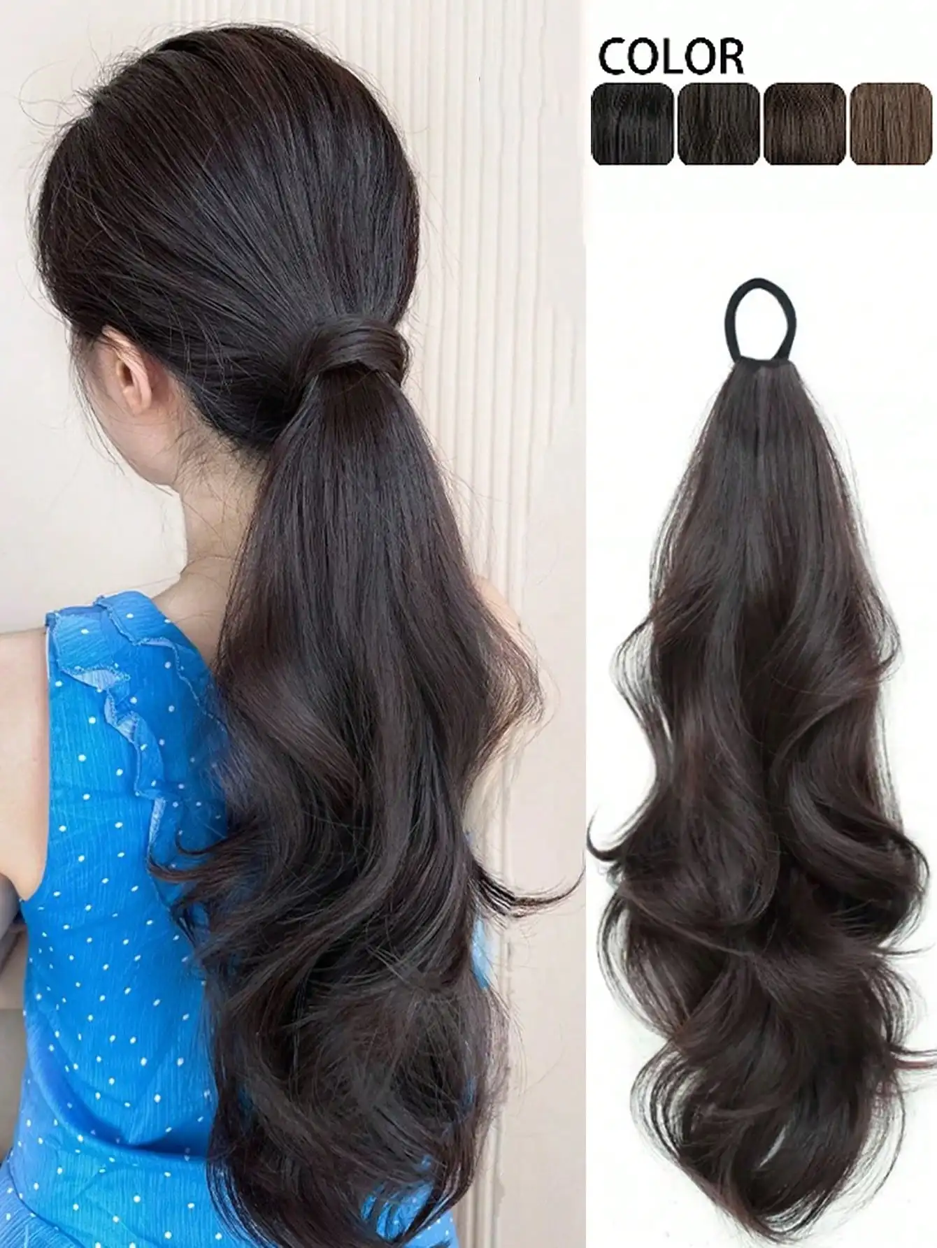 

Elastic Ponytail Wig, Low Bun Big Wavy Curly Braid, Natural Fluffy Slouchy Clip-In Ponytail Hair Scrunchie ,Ponytail Holders