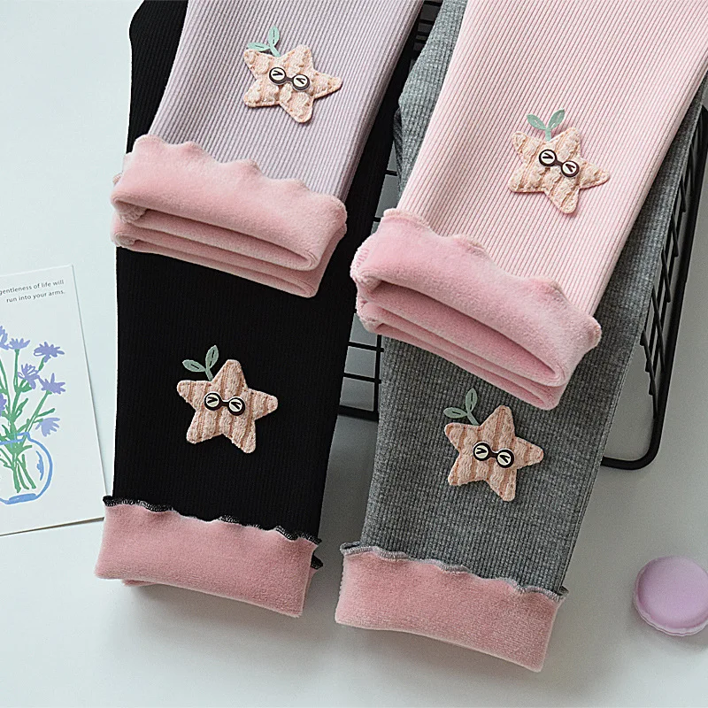 Girls' leggings autumn and winter wear thin velvet autumn clothes baby velvet children's pants integrated thermal trousers