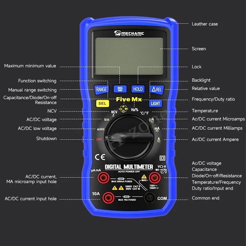 MECHANIC Five MX Digital Multimeter 20000 Counts Voltage Resistance Meter DC/AC Current Meter with LCD Backlight NCV Multimeter