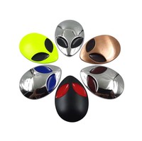 2 PCS UFO Metal Stickers 3D Alien Head Logo Decal Emblem Badge Suitable Motorcycle Car Styling Office Decoration