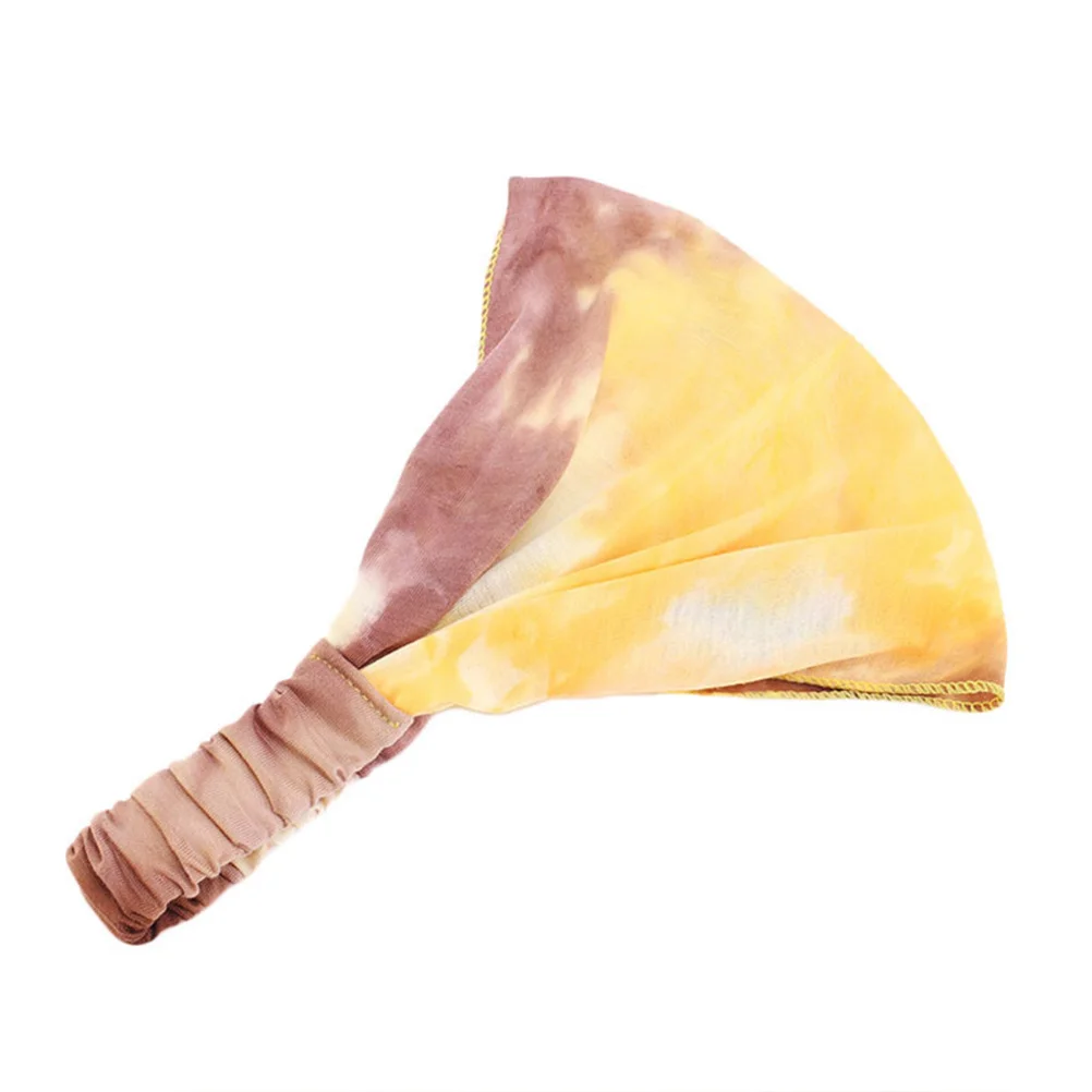 

3Pcs Cotton Headbands for Women Tie-Dye Design Anti-Slip Adjustable Headwraps Yellow Purple Black Comfortable Wide-Brimmed Hair