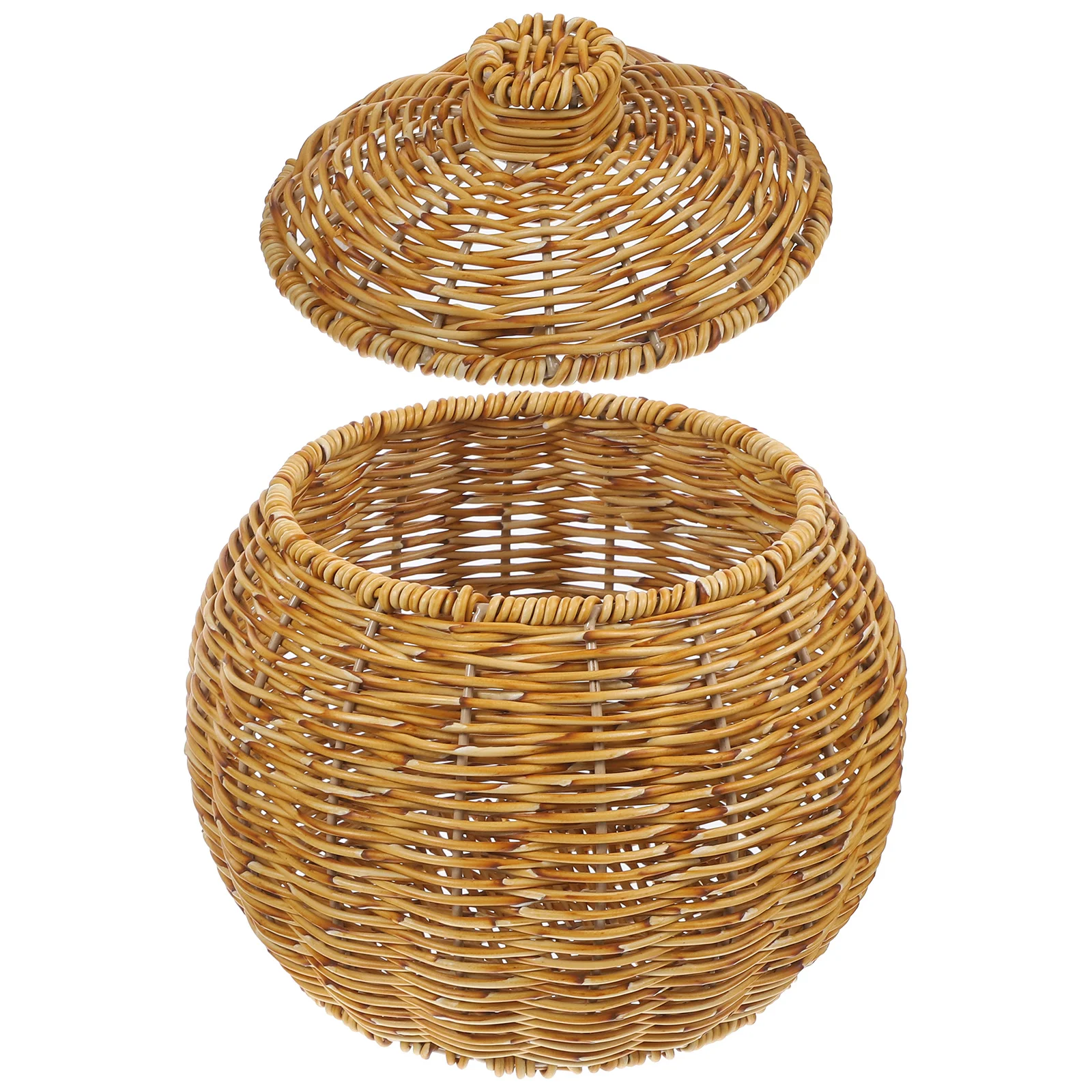 Storage Basket Toy Home for Clothing Receiving Baskets Shelves Sundry with Lid Woven Wicker Lidded Sundries Decorative Large