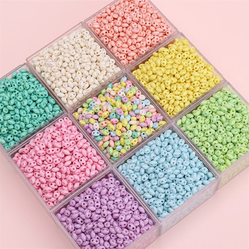 100/200 pièces 6x4mm perles en forme de nez de cochon mignon perles acryliques colorées pour la fabrication de bijoux accessoires de bricolage collier perles en vrac
