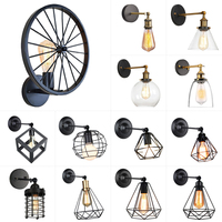 Vintage Industrial Wall Sconce Lights Wandlamp Retro Wall Lampshade E27 Indoor Bedroom Bathroom Balcony Bar Aisle Lighting Lamp