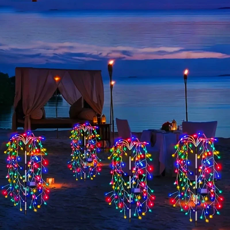 Outdoor LED Firework Christmas Decor Solar Lights Waterproof Garden Party Fairy Solar Lights for Landscape Lawn Pathway Patio