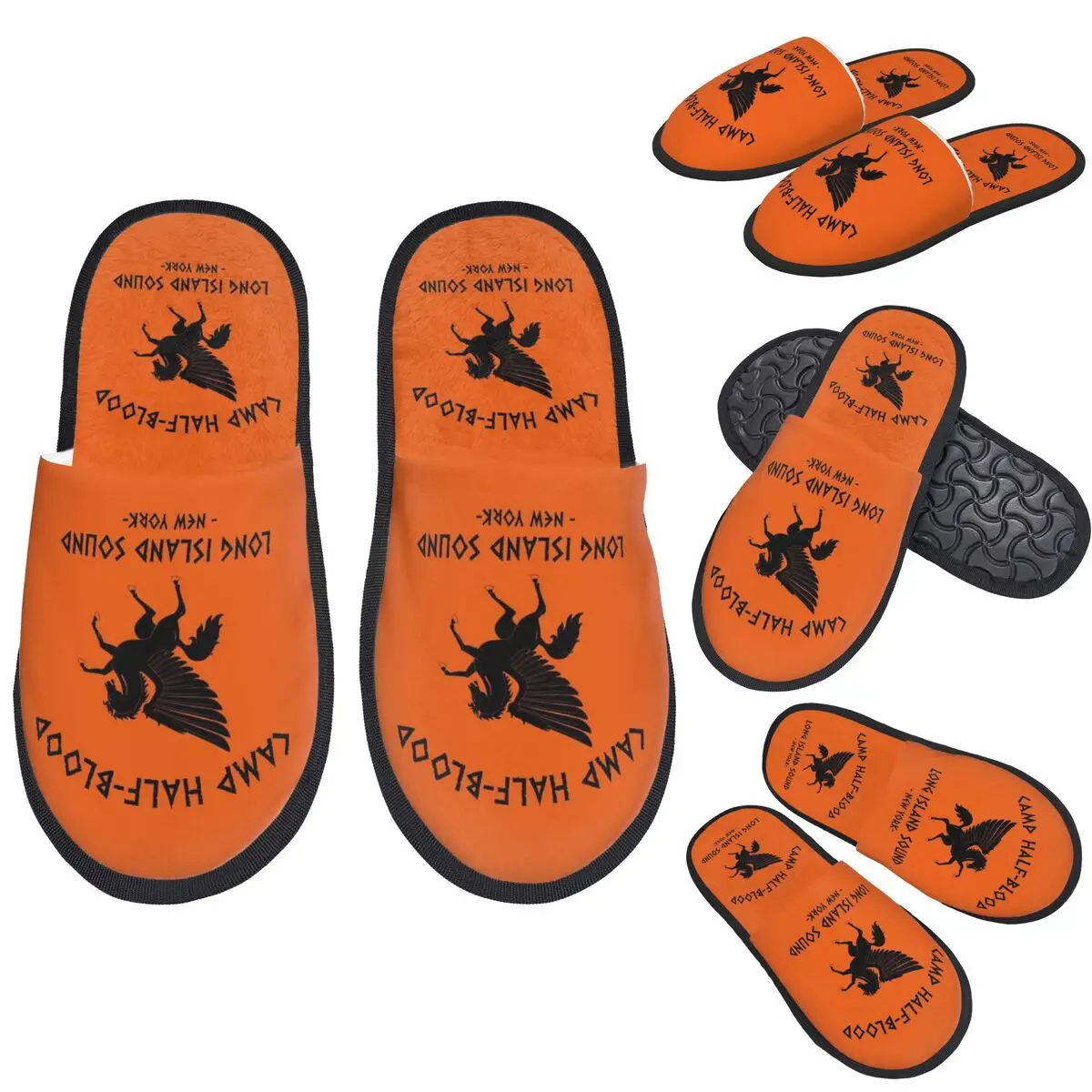 Zapatillas de medio sangre personalizadas para campamento, zapatillas de casa suaves y cálidas de espuma viscoelástica para mujer, zapatos cómodos para interiores