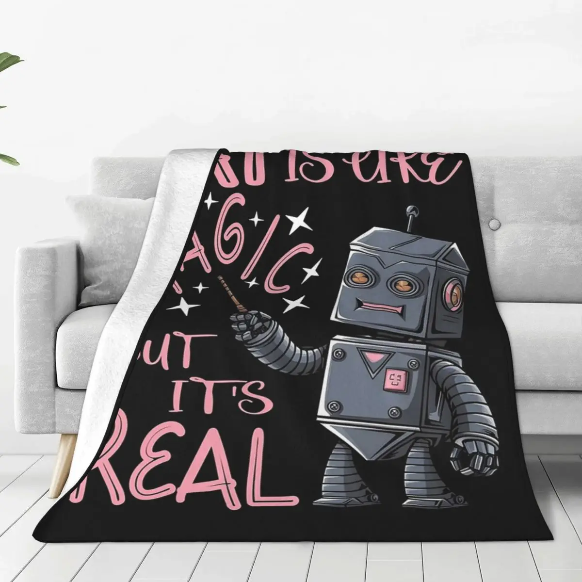 AI Is Like Magic But Its Real Blankets Fleece Lightweight Sofa Throw Blankets For Couch Bedding Travel Throws Bedspread Quilt