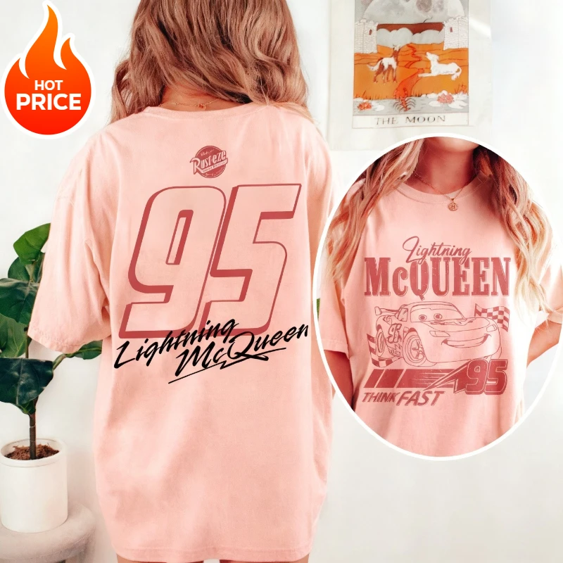 ديزني البرق ماكوين صبي فتاة 2026 تيشيرت صيفي الأسرة الوالدين ملابس أطفال المتضخم عادية فضفاض الرجال النساء قصيرة الأكمام
