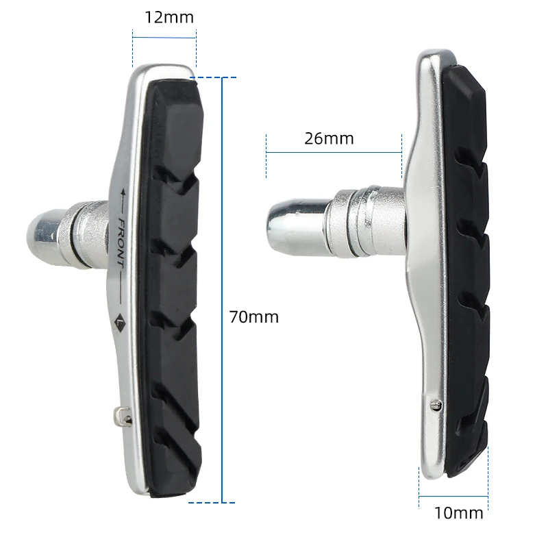 Deemount Quality V-Brake Pads MTB Mountain Bicycle 72mm Caliper Brake Alum. Shoes for Linear Pull Brakes All Weathers Low Noise