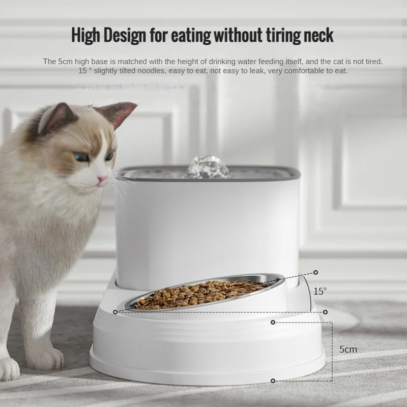 2in1 Cat Water Fountain Automatic Cats Drinker and Feeding Bowl 3L Recirculate Filtring Pet Cats Drinking Water Dispeneser