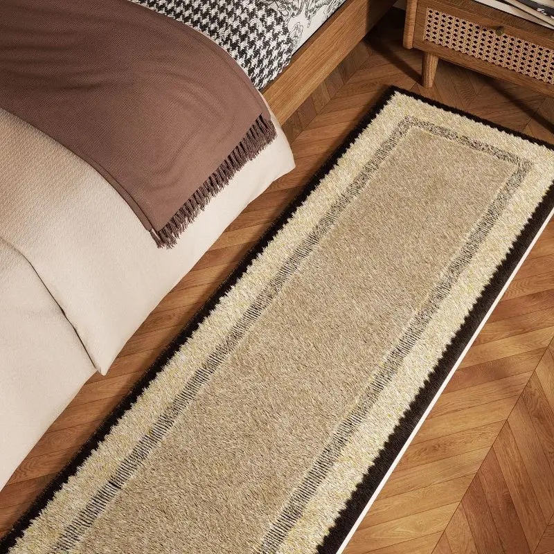 VIKAMA Wabi Sabi Style Plush Long Carpet Bedroom Bedside Carpet Floating Window Mat Soft And Non Slip Carpet Home Decoration