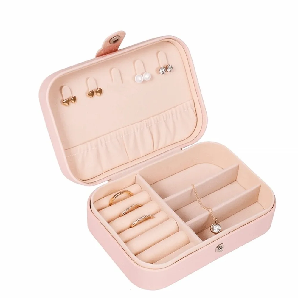 

Простая винтажная коробка для хранения ювелирных изделий, мини-челье из искусственной кожи, чехол для колец, витрина для ювелирных изделий, квадратный органайзер для сережек для женщин