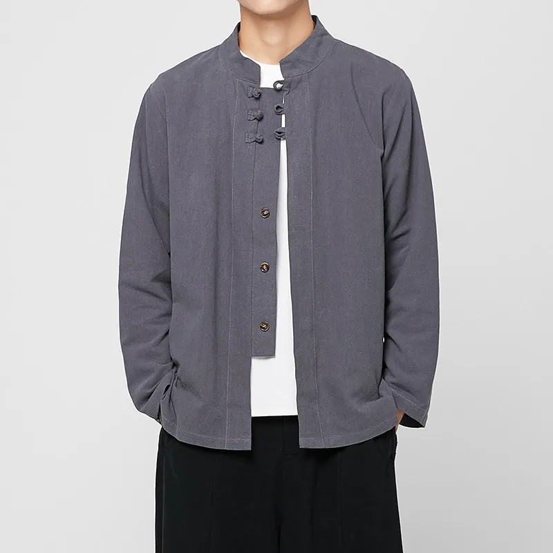 Shirts Men Kung Fu Tai Chi New Chinese Style Shirts Men Retro Traditional Cotton Linen Tang Suit Breathable Blouses Clothing Men