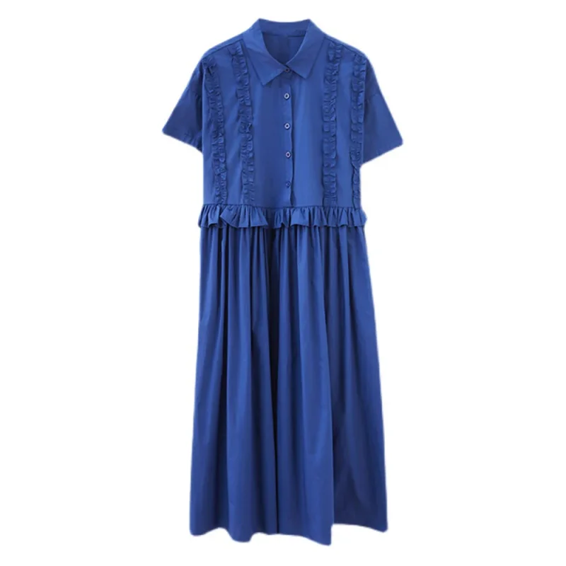 2025 Spring Summer New Patchwork Shirt Dresses For Women Short Sleeve Loose Casual Vintage Long Dress Fashion Elegant Clothing