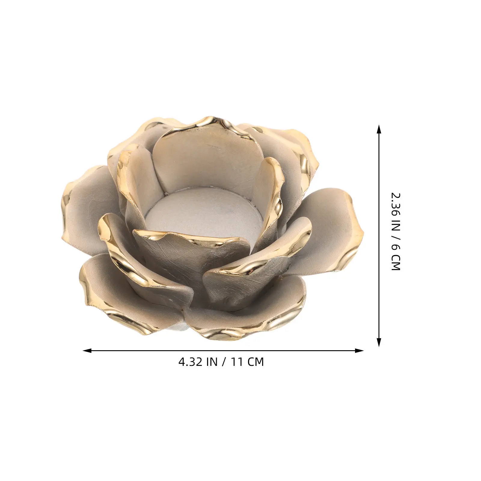 2Pcs Rose Flower Ceramic Tea Light Holders Vintage Floral Design Tabletop Stands Wedding Favors Thanksgiving view 2