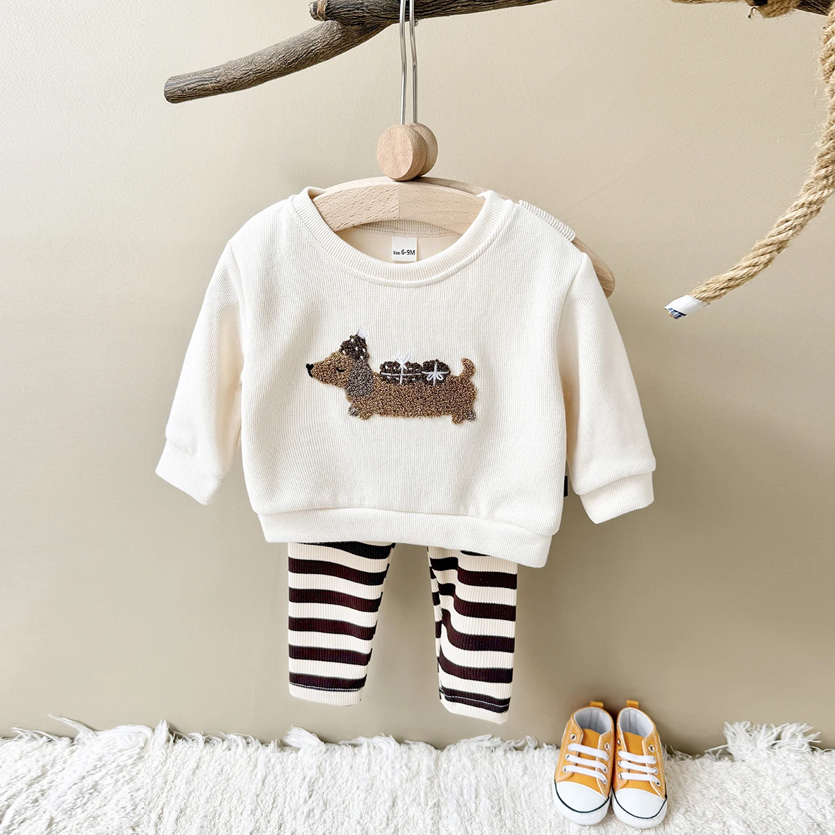 2Pcs Infant Baby Boys Girls Sets Cartoon Embroidery Long Sleeve Top+Pants Cotton SportsSuit Spring Autumn Toddler Outfit Newborn