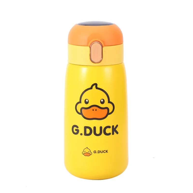 Children\'s Thermos Cute Water Bottle Kawaii Little Yellow Duck 316 Stainless Steel Students Fashion Digital Display Water Cup