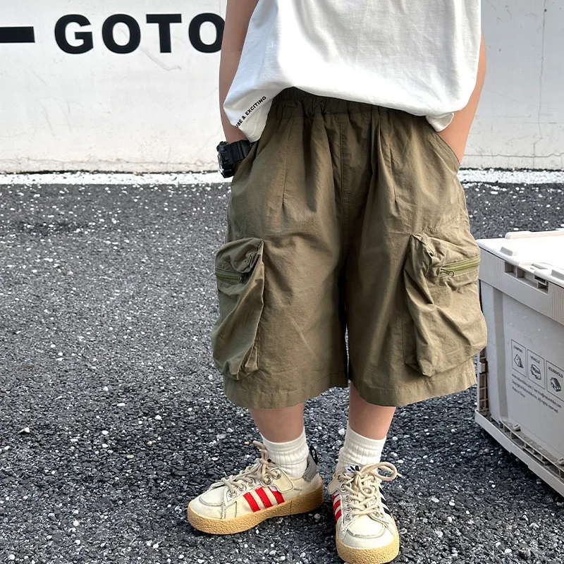 

Детская одежда шорты для мальчиков детские летние брюки новинка 2024 летняя одежда для мальчиков повседневные рабочие брюки укороченные брюки