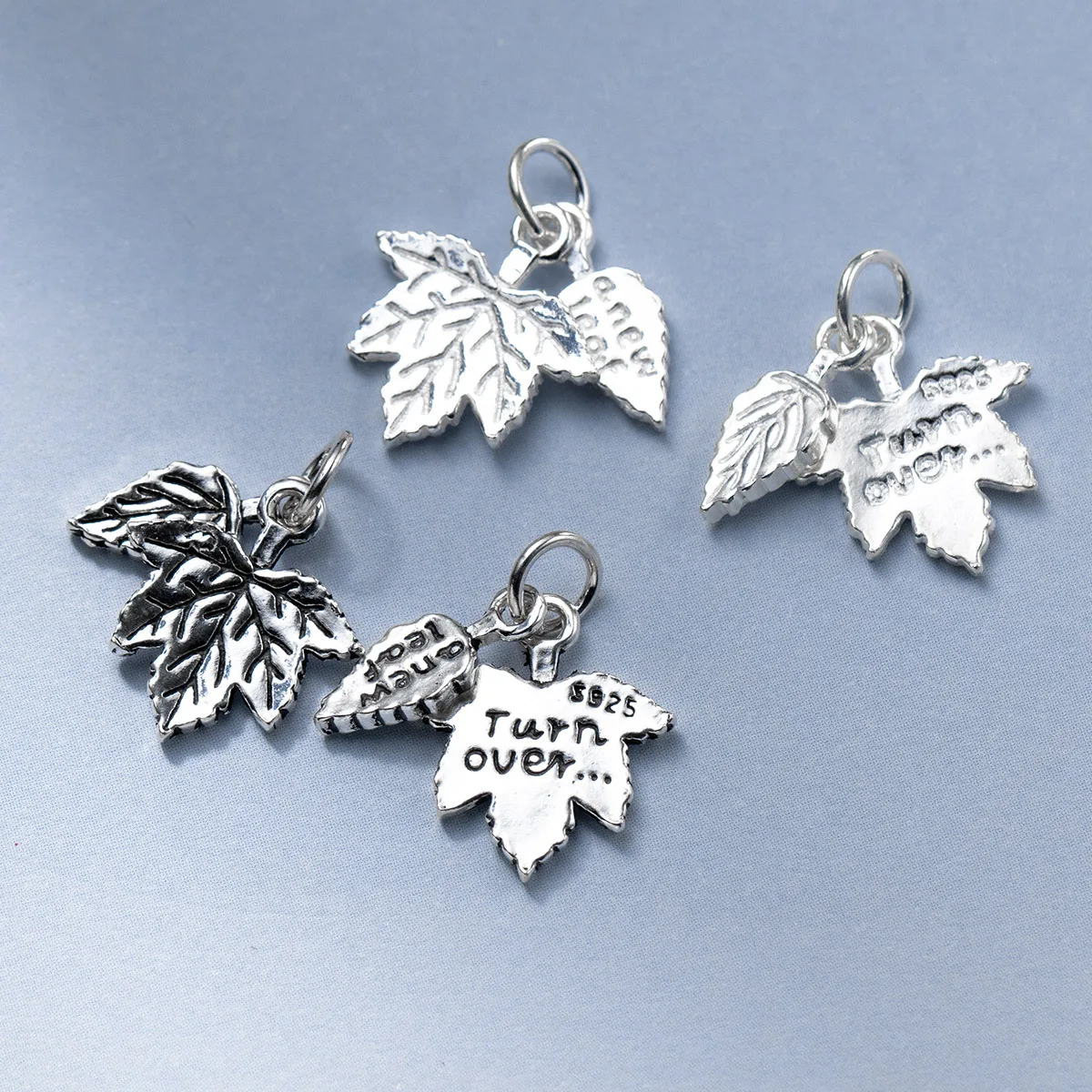 Bohemia Style Maple Leaf Charms 925 Sterling Silver Craft Carved Earring Necklace Pendants DIY Women Jewelry For Birthday Gift