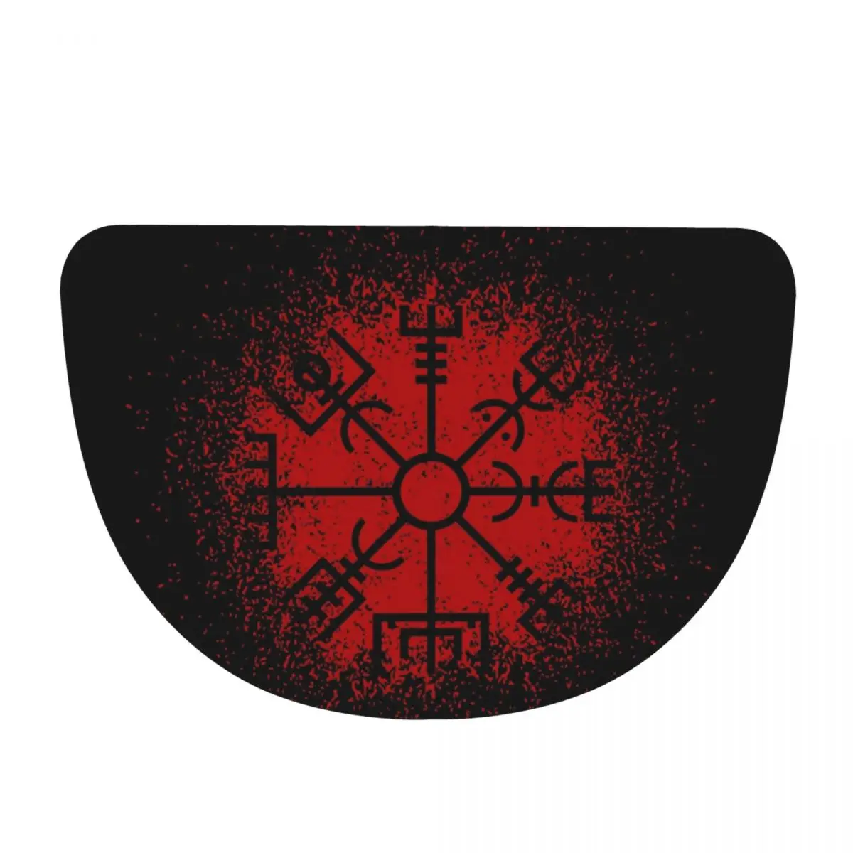 Vegvisir Red Spray Viking Soft Flannel Half Round Doormat Non Slip Bathroom Mat Absorbent Floor Carpet for Home Bedroom