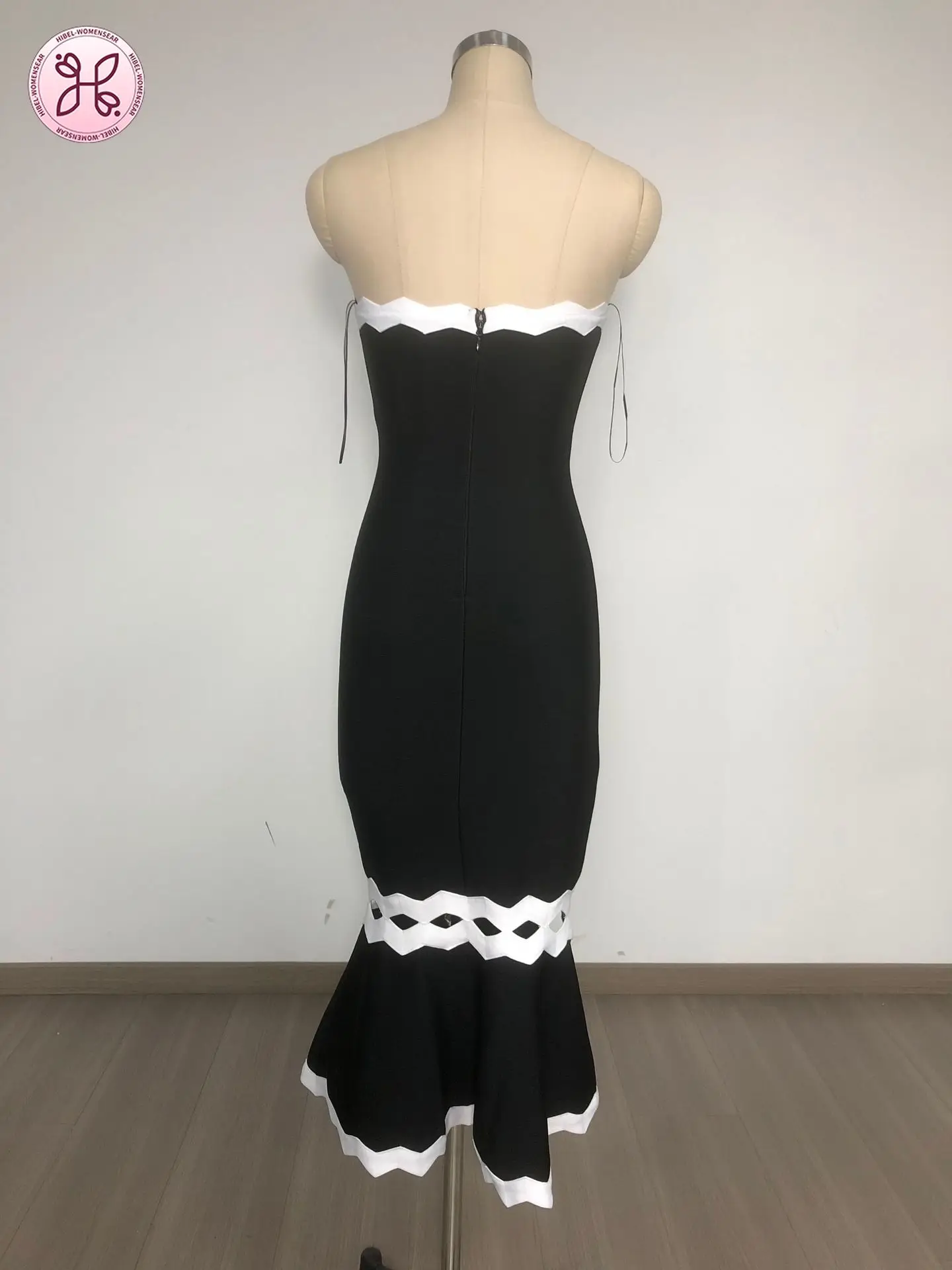 Vestido de sirena con vendaje sexy: vestido ajustado de jacquard con corpiño (elegante ropa de noche y fiesta para mujer)