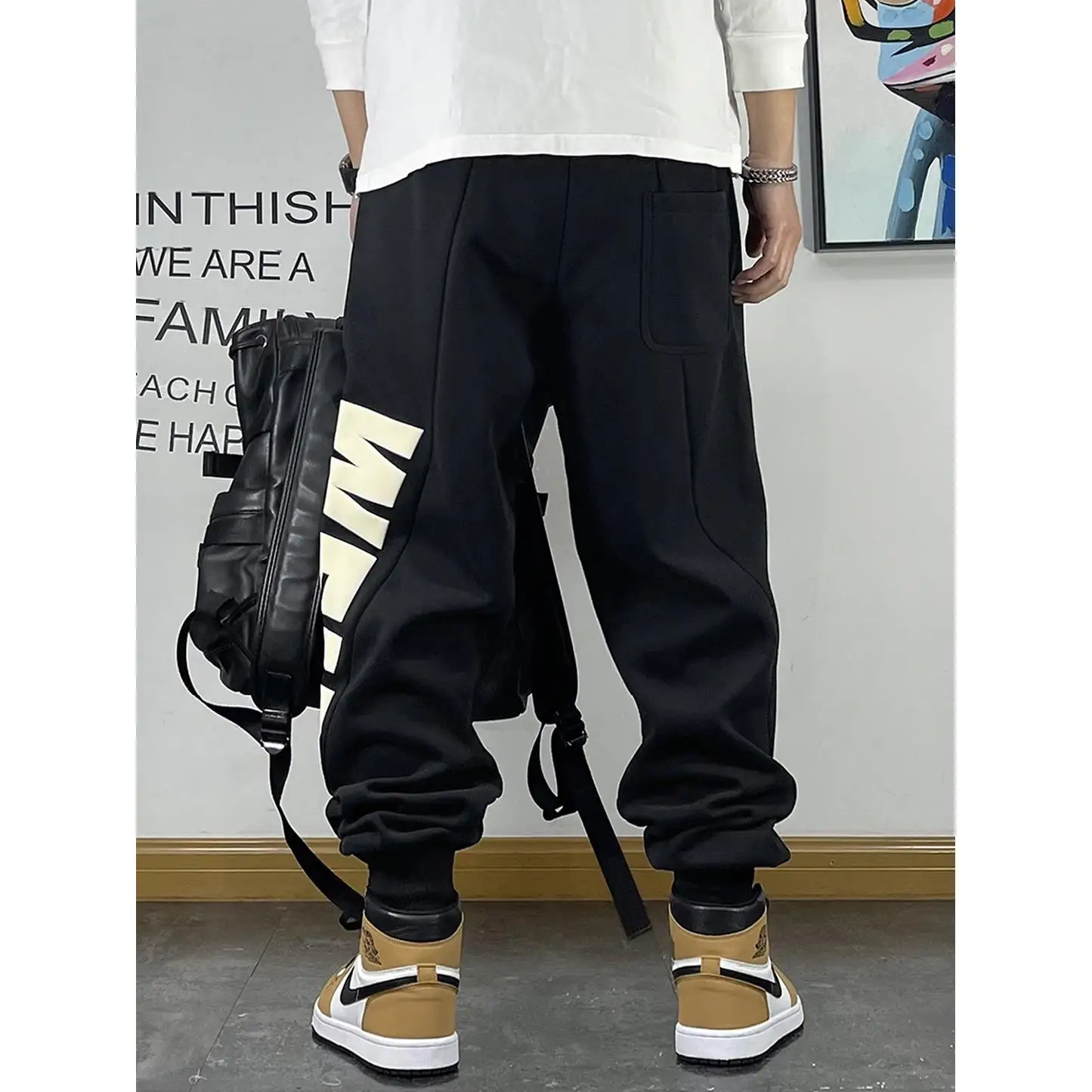 

Мужские спортивные брюки свободного кроя с принтом, повседневные, осенние, молодежные, модные, из смесового хлопка и полиэстера