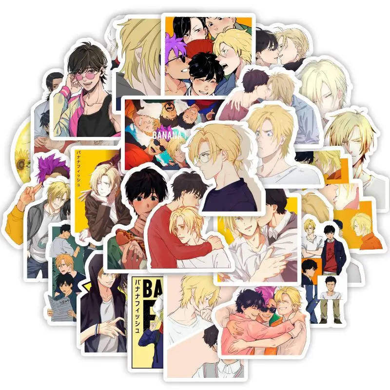 10/30/50pcs BANANA FISH Stickers Laptop Bicycle Guitar Skateboard Sticker Kid DIY Graffiti Waterproof Stickers Toy